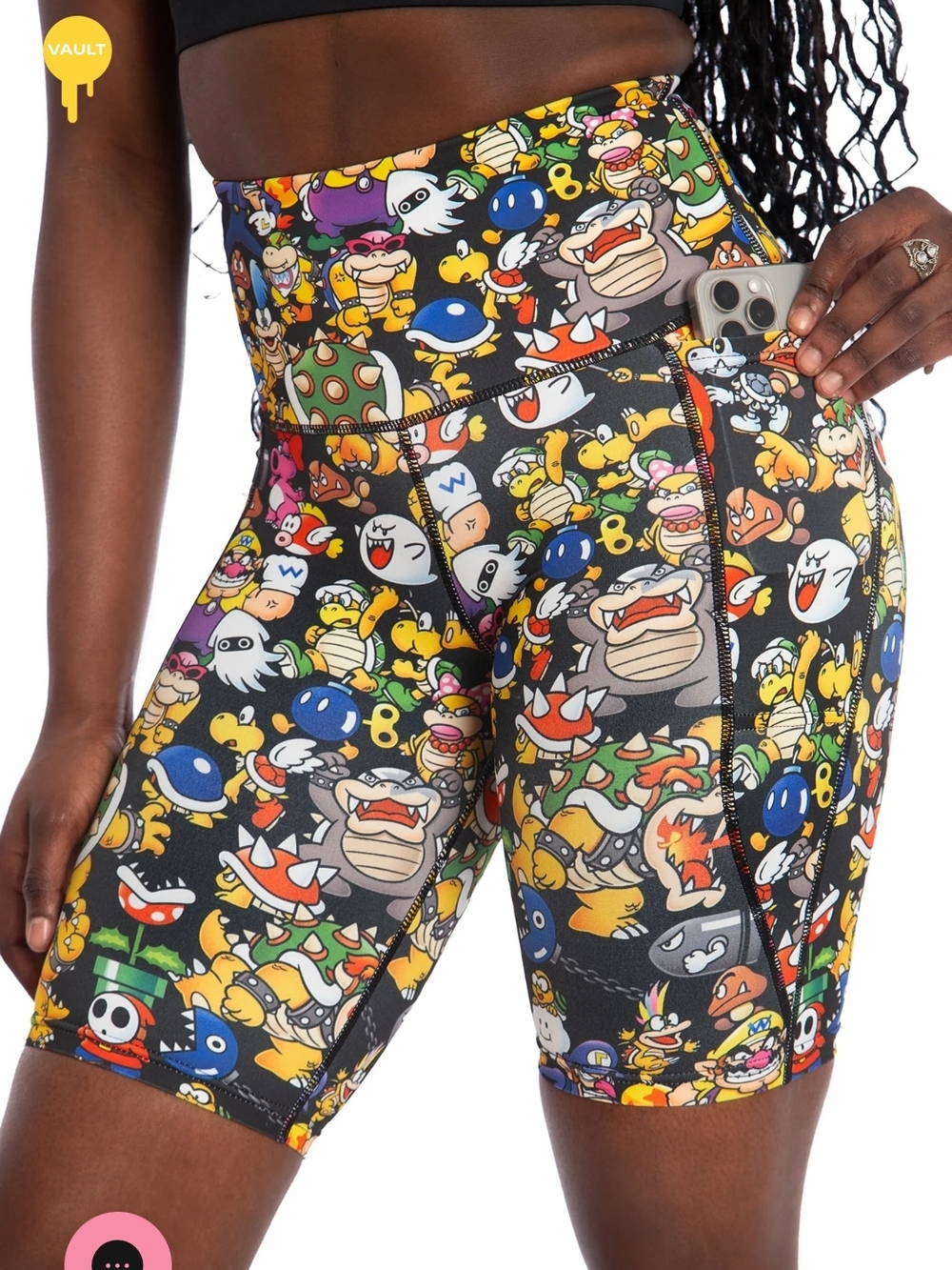 High-Waist Super Mario Bike Shorts with Side Pocket BlackMilk
